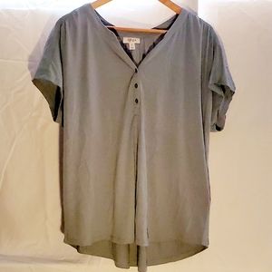 Style and Company Green Button Tee